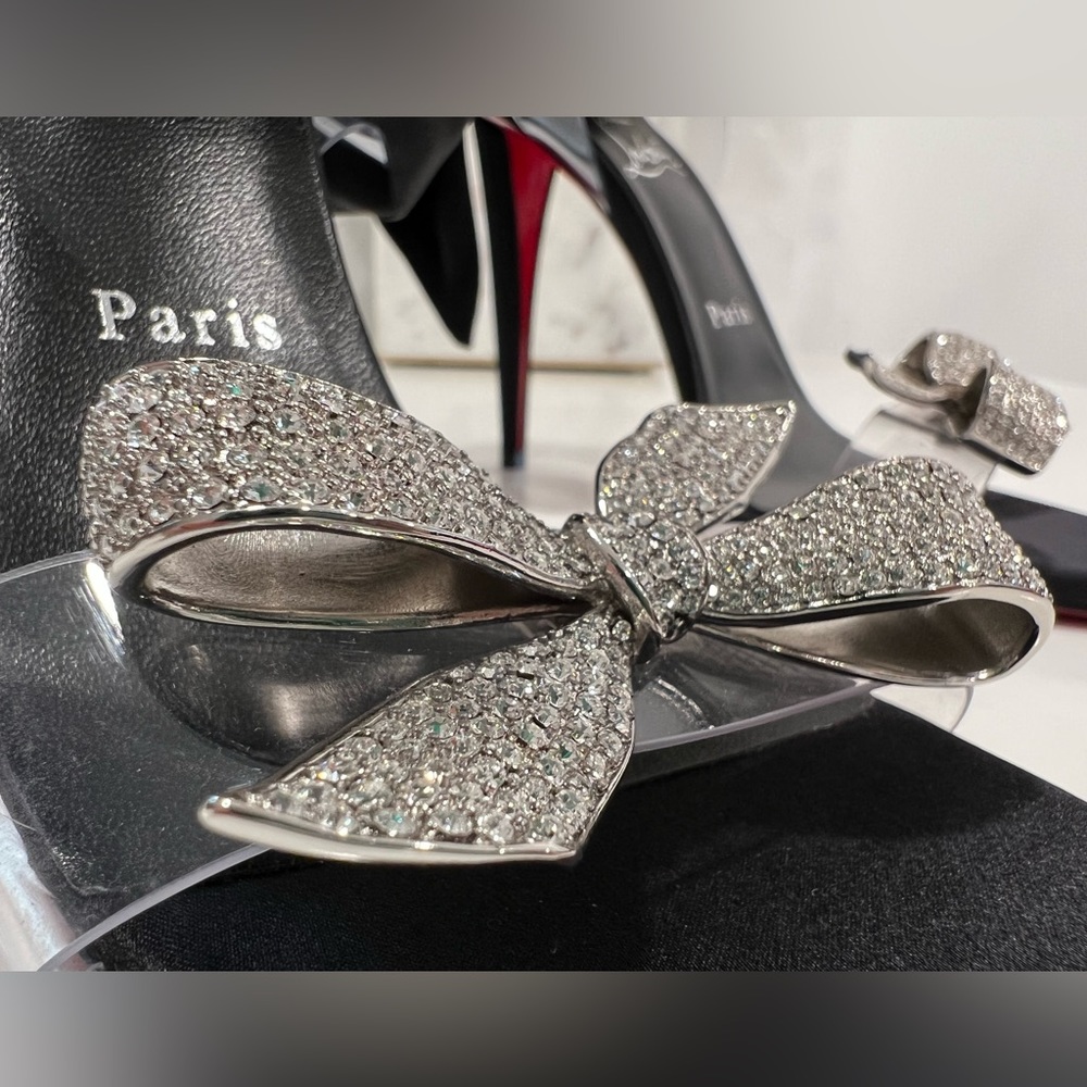 Christian Louboutin Crystal Bow Silk-Tie Astrinodo 100 Sandals - Picture 6 of 13